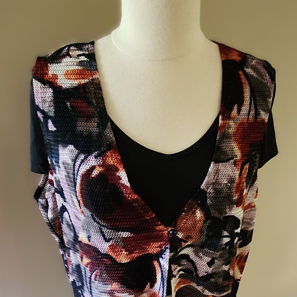 Mr. Max Fashions, XL, Vest, Multicolor, Polyester, Long Line, Sheer, BOHO, Rare